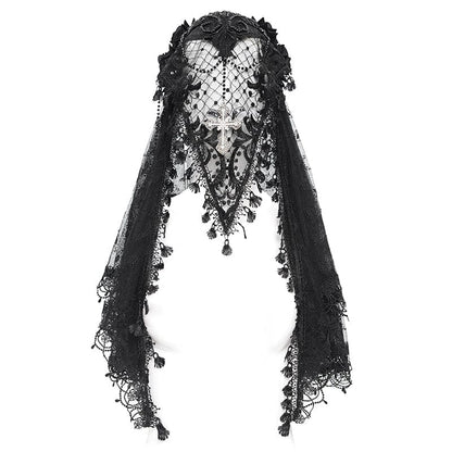 Funeral Rose Tassel Lace Veil detail view 6