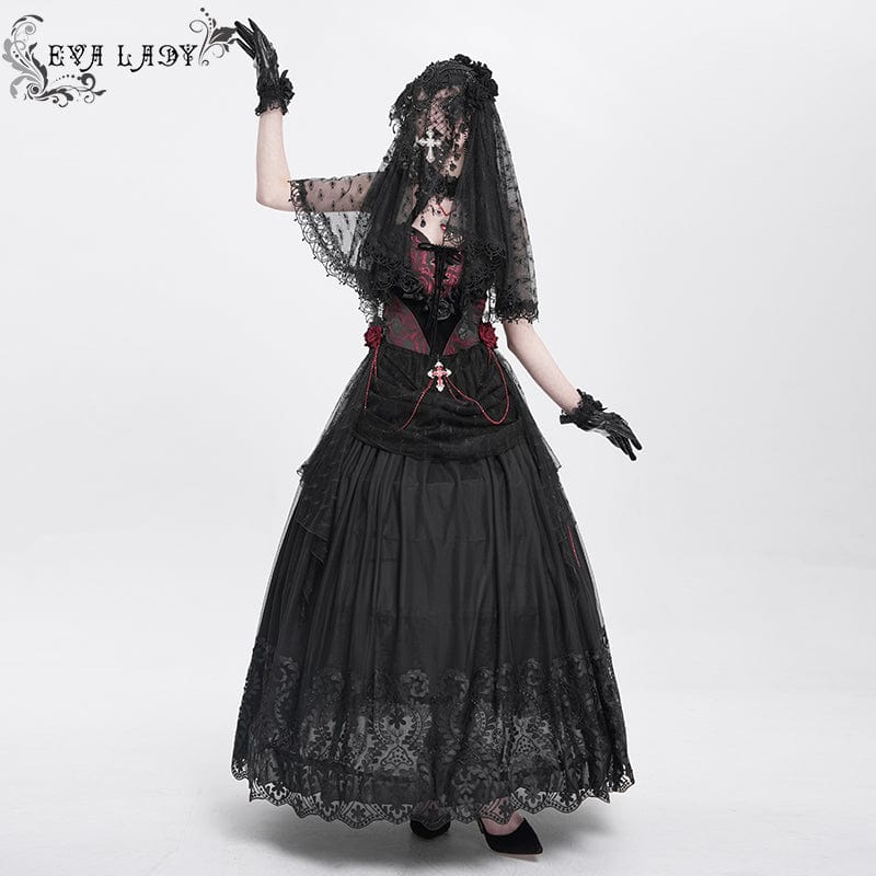 Funeral Rose Tassel Lace Veil detail view 5