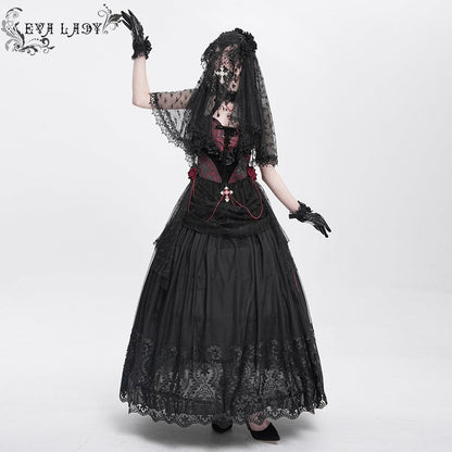 Funeral Rose Tassel Lace Veil detail view 5