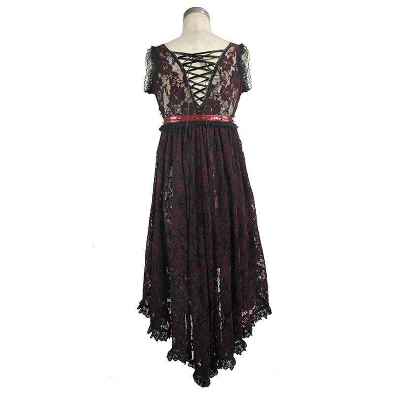 Crimson Thorn Asymmetric Lace Dress detail view 6
