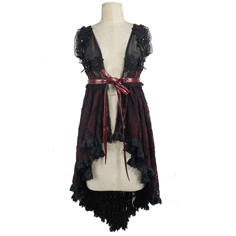 Crimson Thorn Asymmetric Lace Dress detail view 4