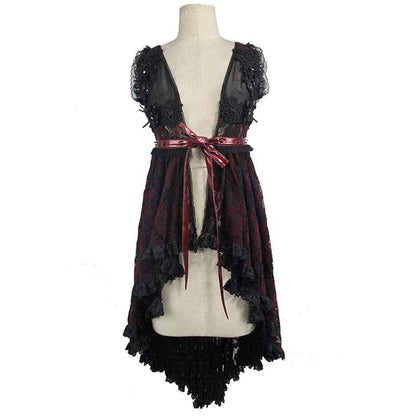 Crimson Thorn Asymmetric Lace Dress detail view 4