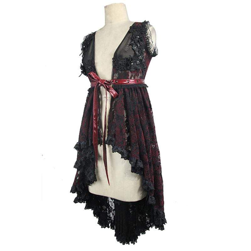 Crimson Thorn Asymmetric Lace Dress detail view 5