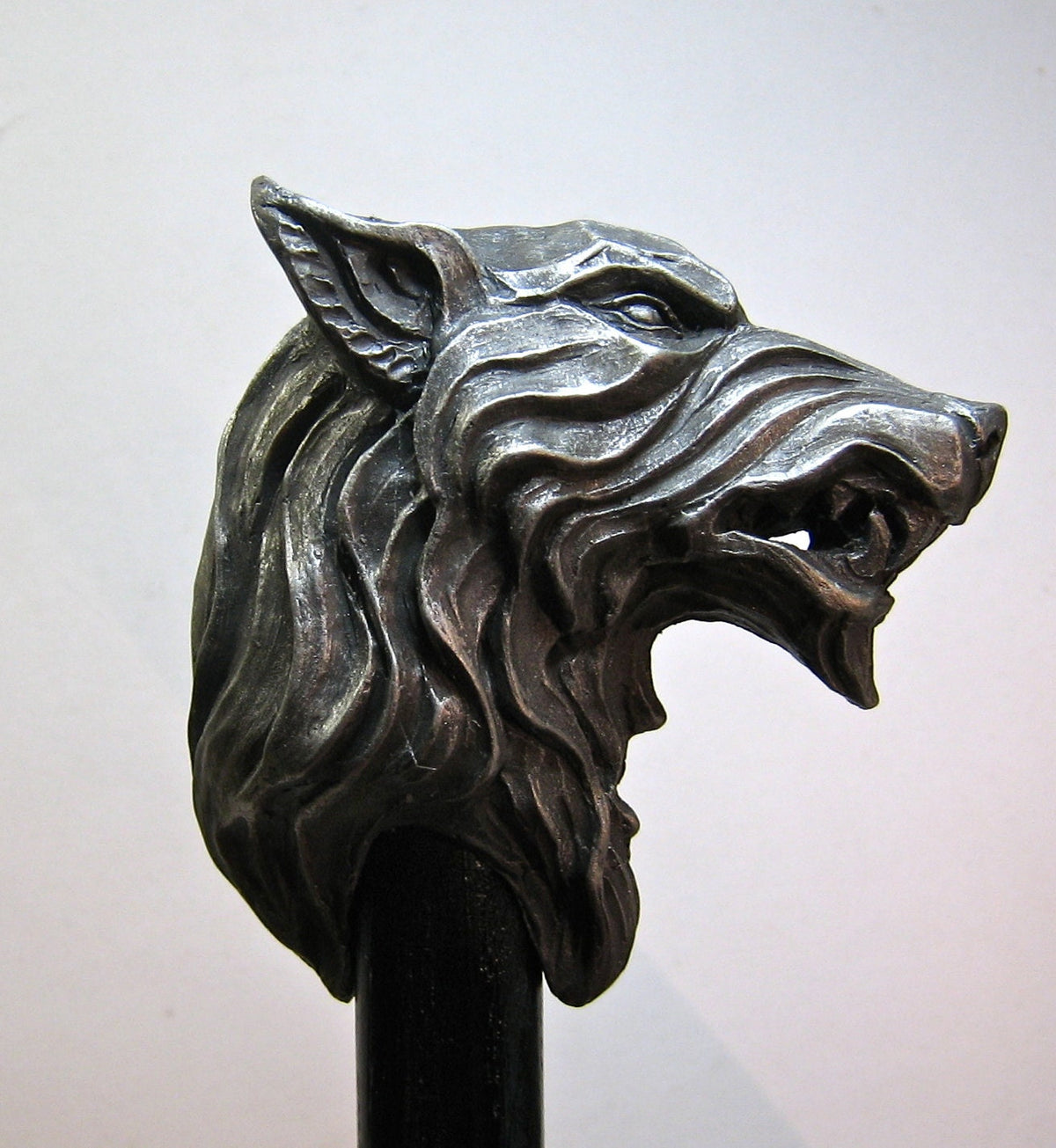 Wolf Head Cane, Hand Sculpted Walking Stick | Medieval Gothic