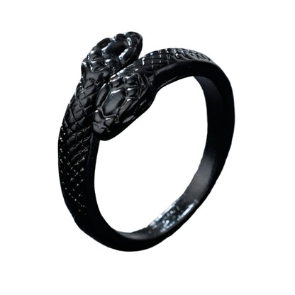 Serpent’s Oath Double Adjustable Snake Ring - Shadow Threadz Crypt