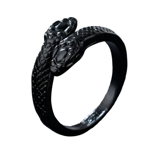 Serpent’s Oath Double Adjustable Snake Ring - Shadow Threadz Crypt