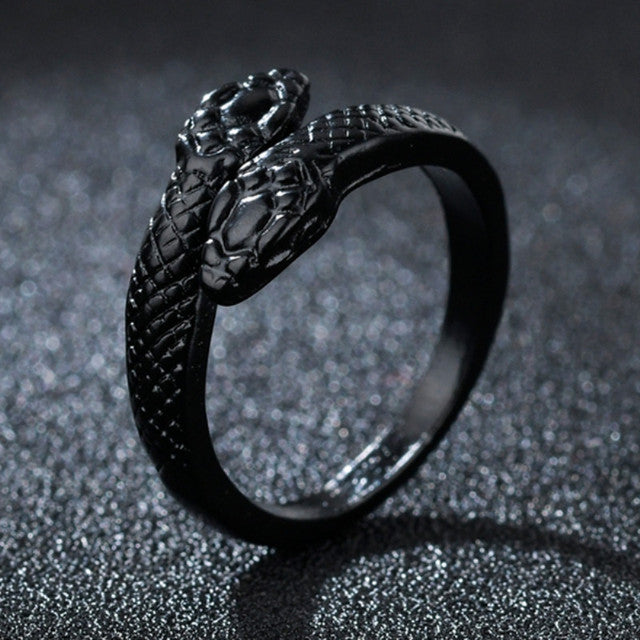 Serpent’s Oath Double Adjustable Snake Ring - Shadow Threadz Crypt