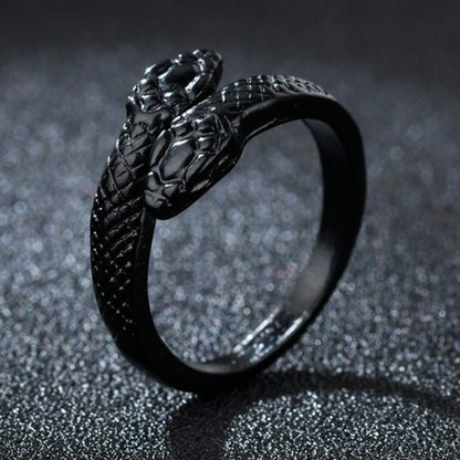 Serpent’s Oath Double Adjustable Snake Ring - Shadow Threadz Crypt