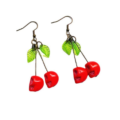 Blood Cherry Skull Earrings - Shadow Threadz Crypt