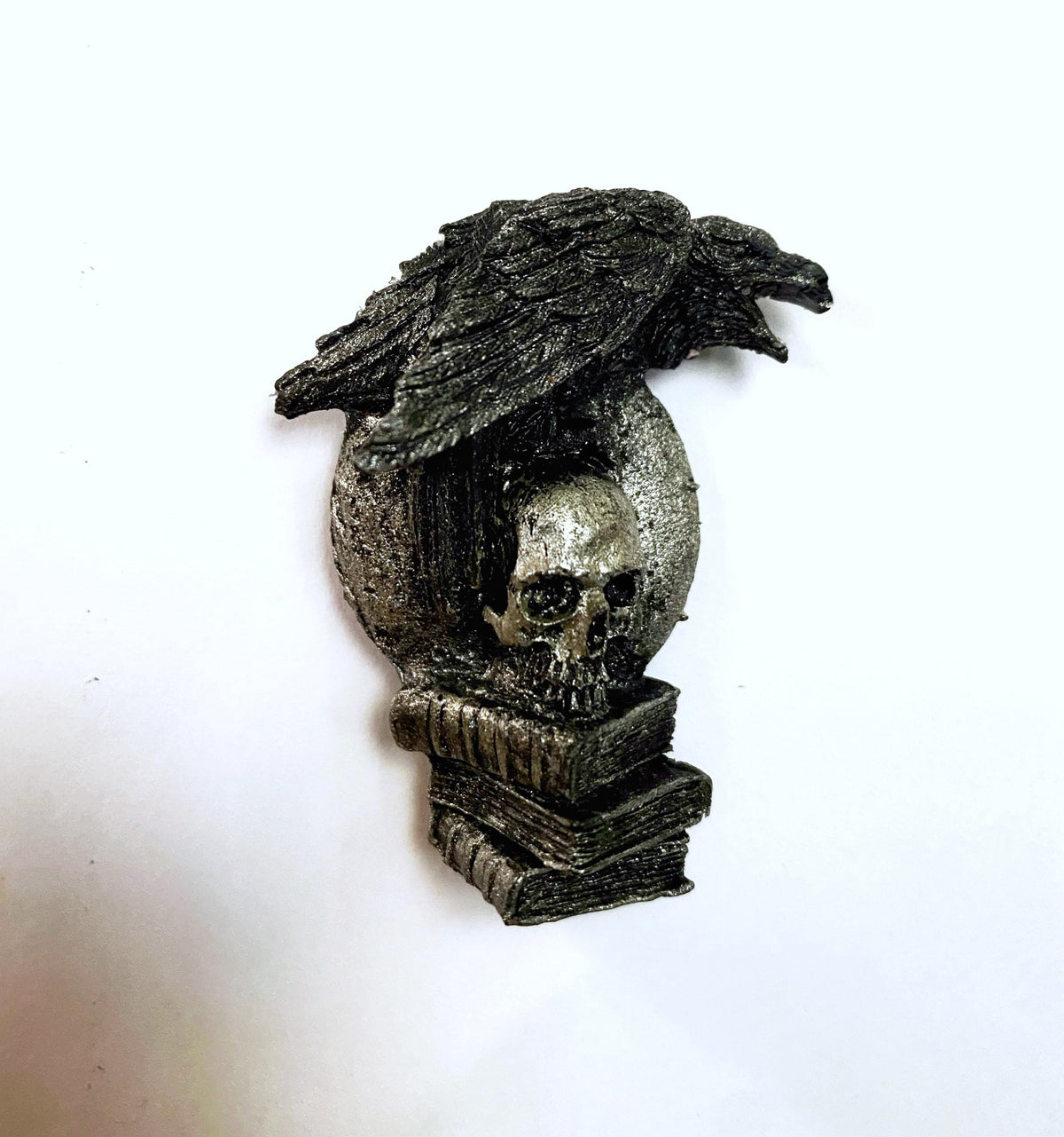 Raven Magnet, Hand Painted Resin Sculpture | Gothic Fantasy Decor