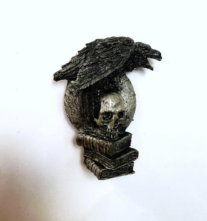 Raven Magnet, Hand Painted Resin Sculpture | Gothic Fantasy Decor