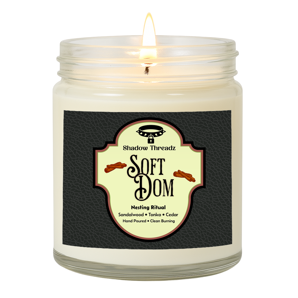 Soft Dom - Sandalwood Clear Jar Candle - Shadow Threadz Crypt