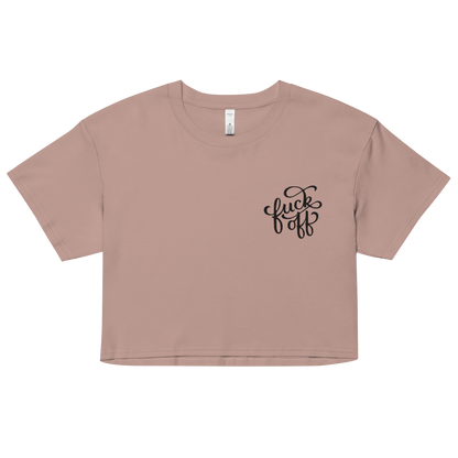 Fuck Off Embroidered Crop Top