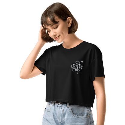 Fuck Off Embroidered Crop Top