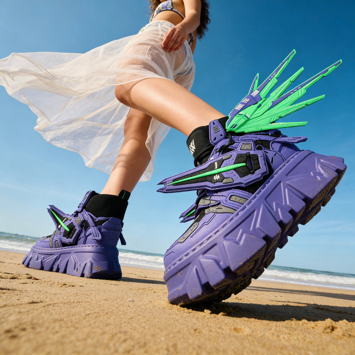 Neon Wraith Mecha Platform Sneakers