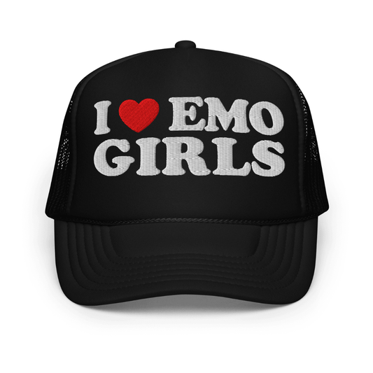 I Heart Emo Girls Foam Embroidered Trucker Hat