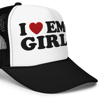 I Heart Emo Girls Foam Embroidered Trucker Hat