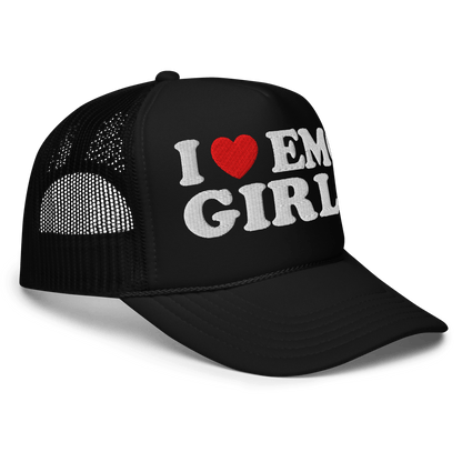 I Heart Emo Girls Foam Embroidered Trucker Hat