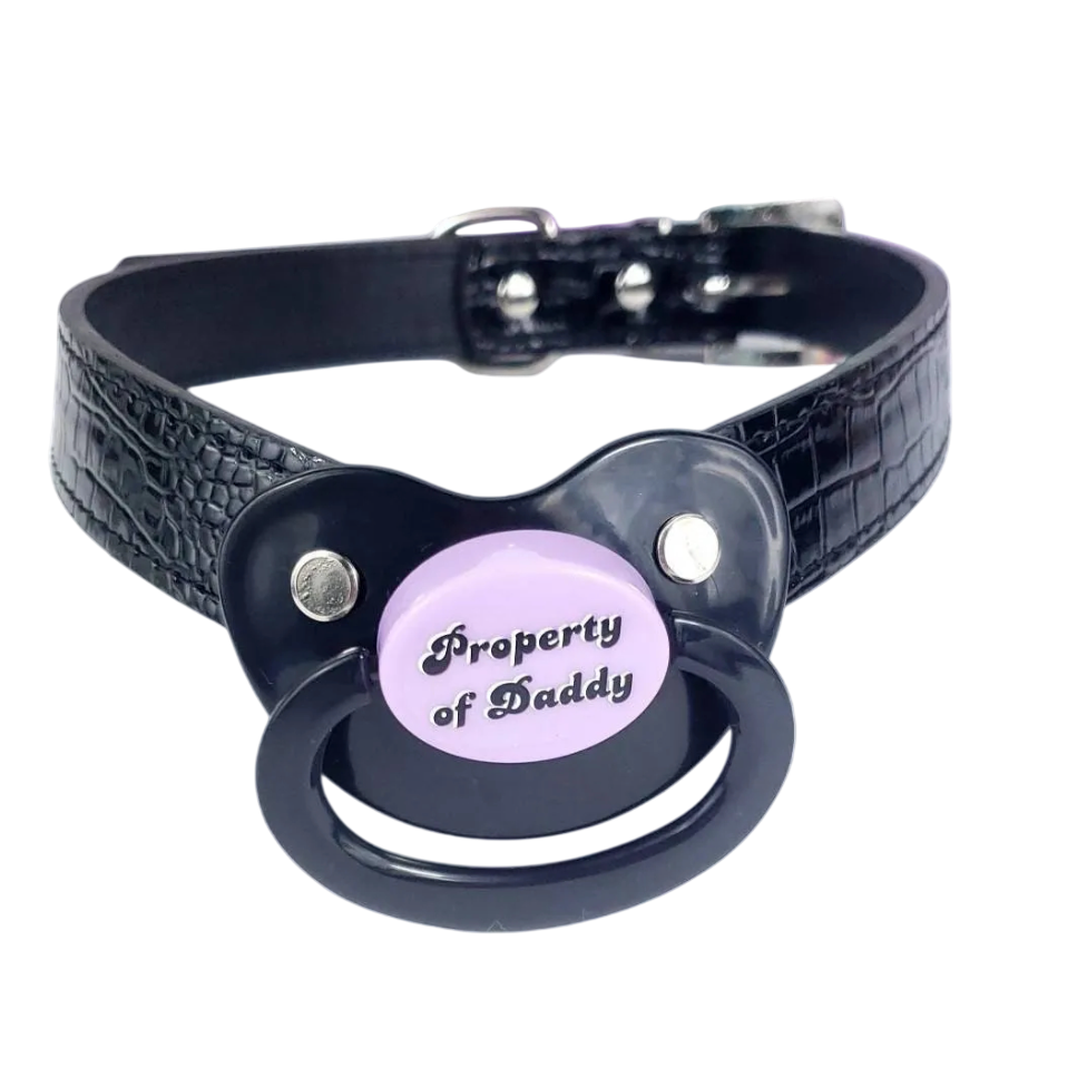 Property Of Daddy Black Pacifier Gag - Shadow Threadz Crypt