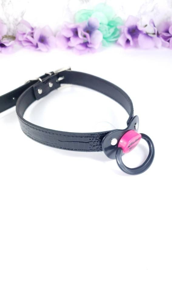 Pink Baby Girl Black Pacifier Gag