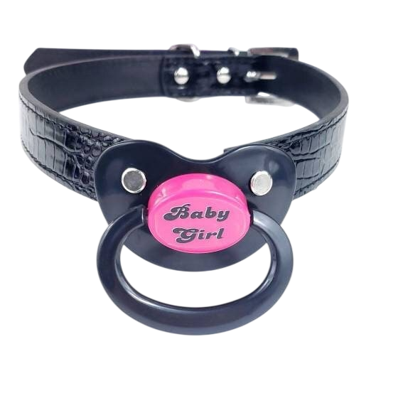 Pink Baby Girl Black Pacifier Gag