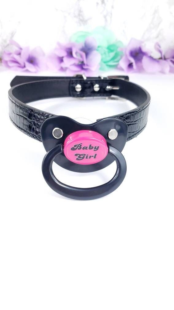 Pink Baby Girl Black Pacifier Gag
