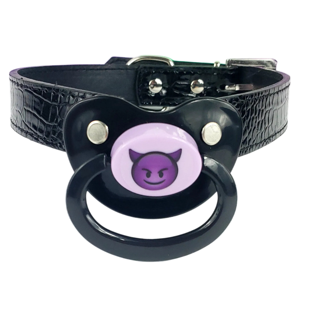 Devil Emoji Adult Black Pacifier Gag
