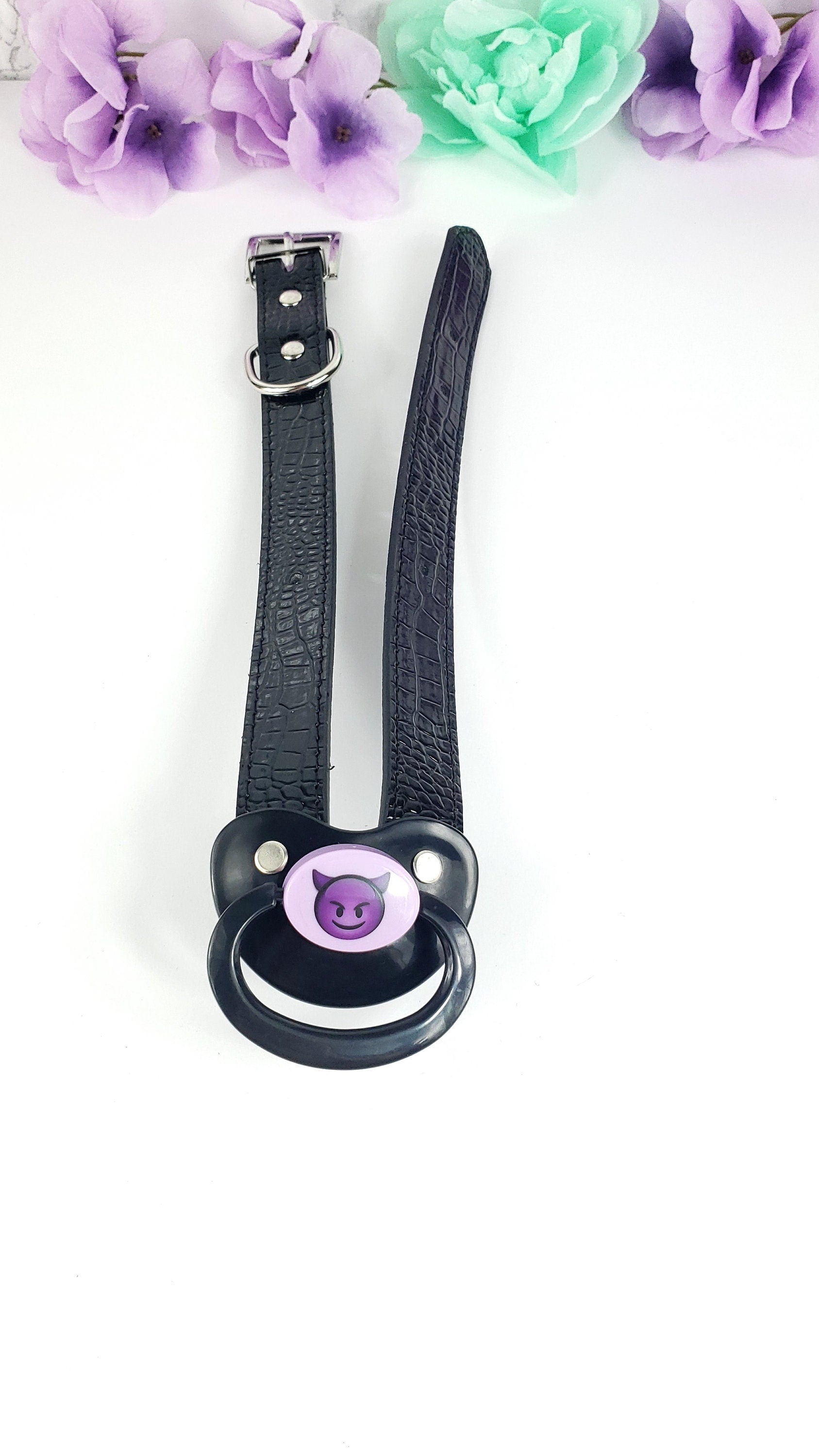 Devil Emoji Adult Black Pacifier Gag