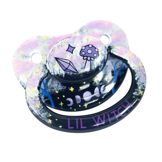 Hand Painted Adult Pacifier - Celestial Witch - Shadow Threadz Crypt