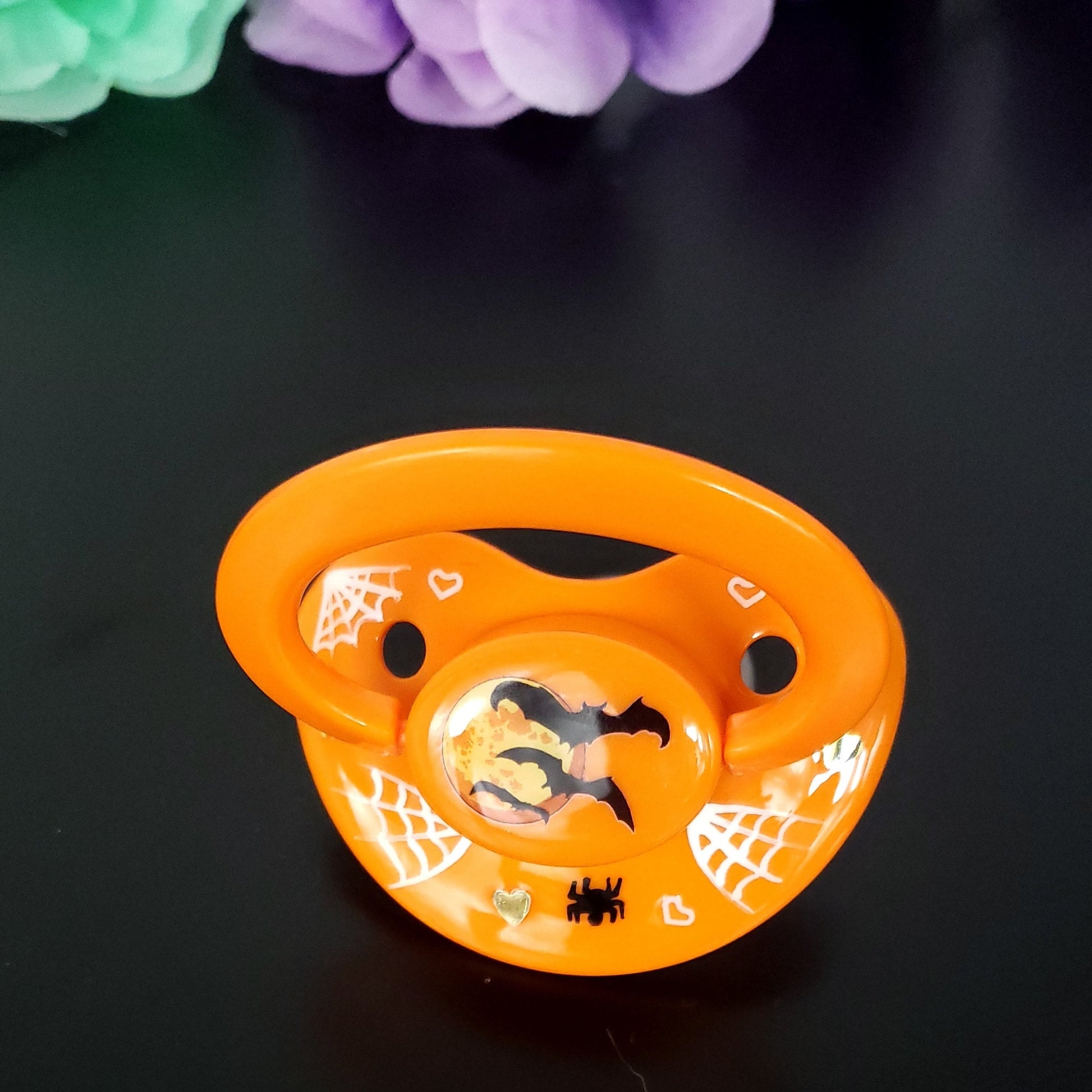 Cute Baby Bat Orange Deco Adult Pacifier