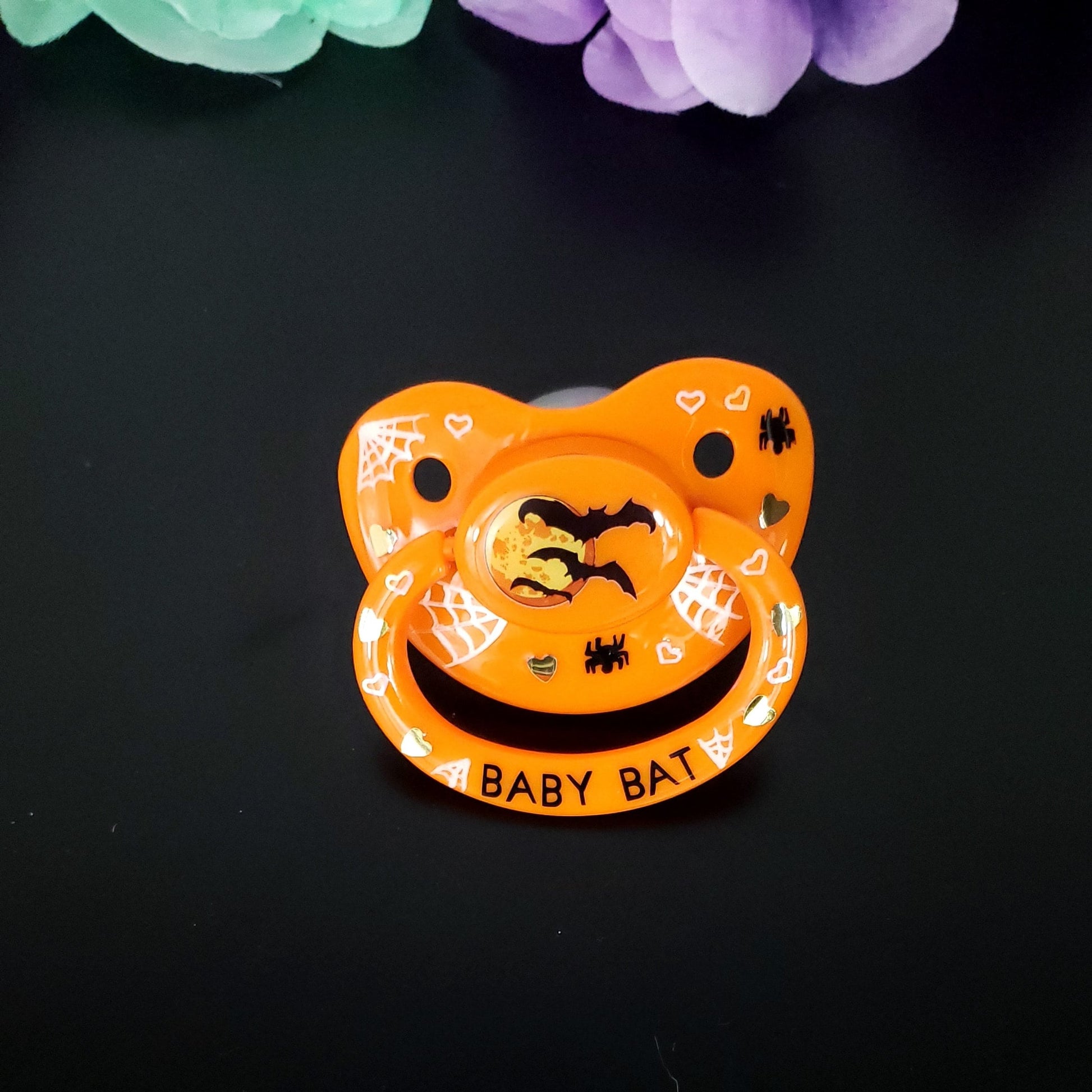 Cute Baby Bat Orange Deco Adult Pacifier