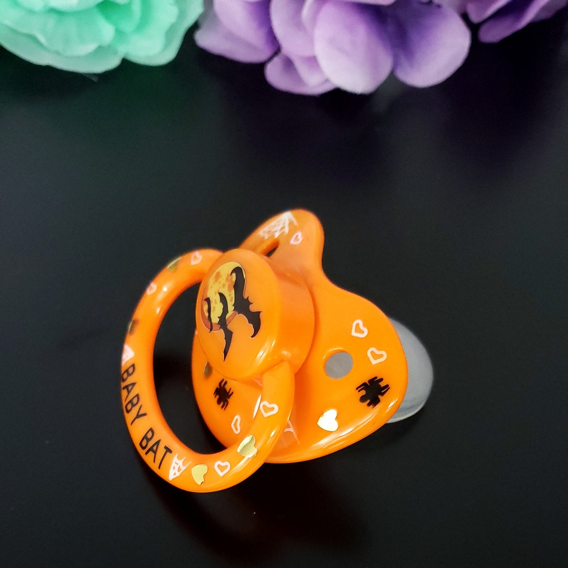 Cute Baby Bat Orange Deco Adult Pacifier