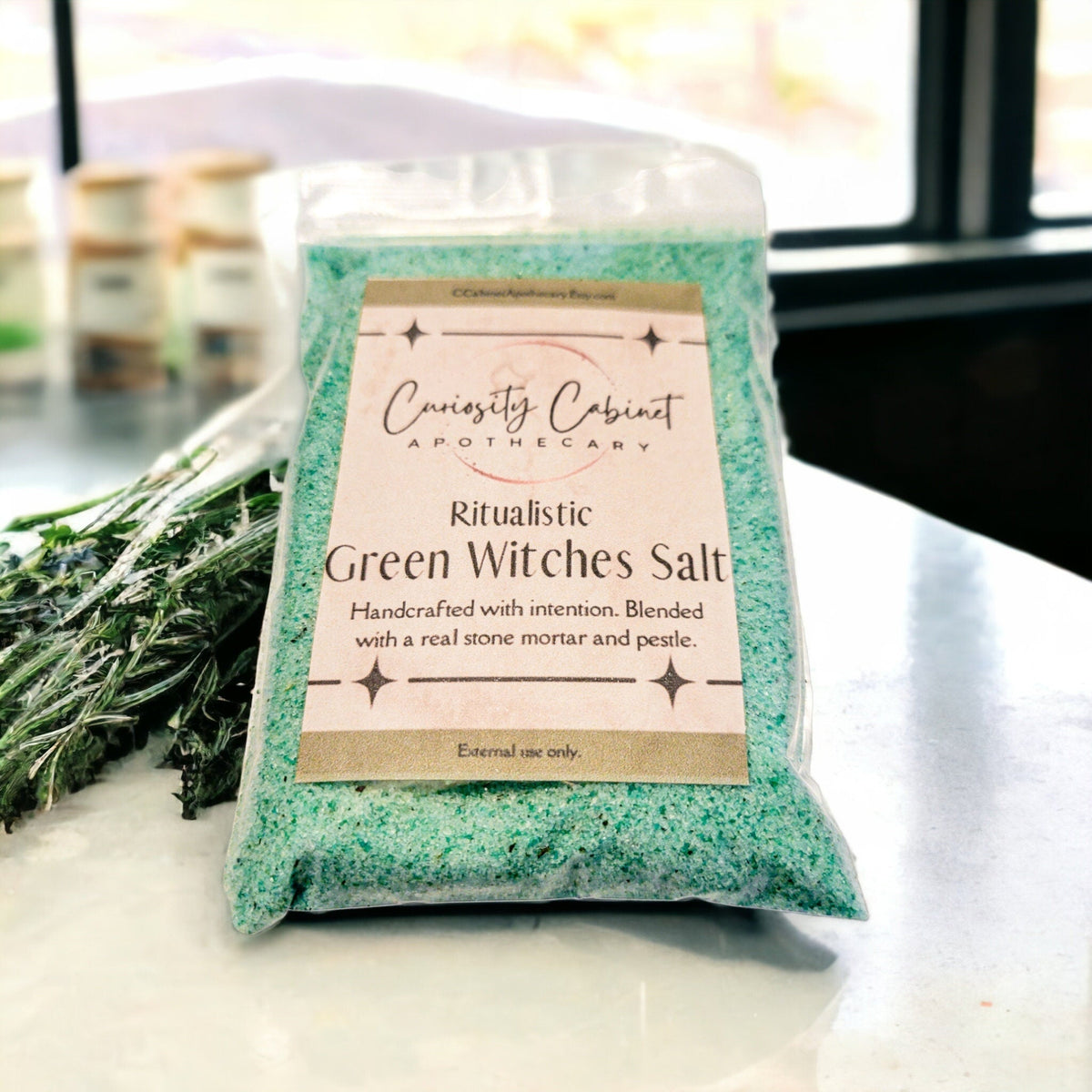 Green Witches Salt | Attract Wealth, Prosperity, and Abundance | 4 oz Bag