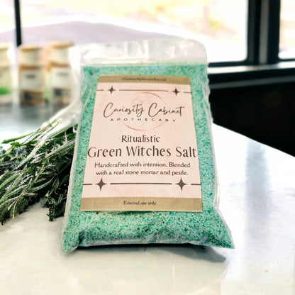 Green Witches Salt | Attract Wealth, Prosperity, and Abundance | 4 oz Bag