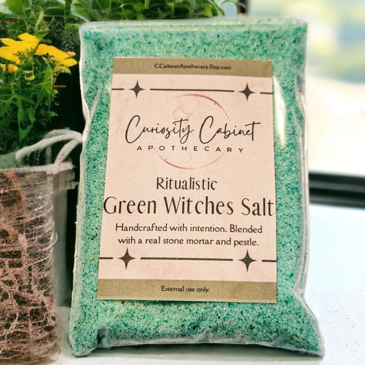 Green Witches Salt | Attract Wealth, Prosperity, and Abundance | 4 oz Bag