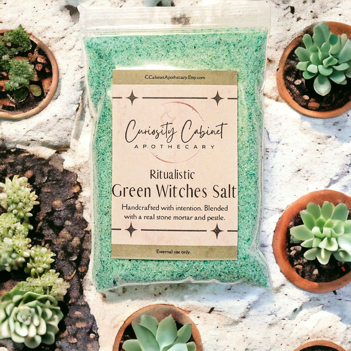 Green Witches Salt | Attract Wealth, Prosperity, and Abundance | 4 oz Bag