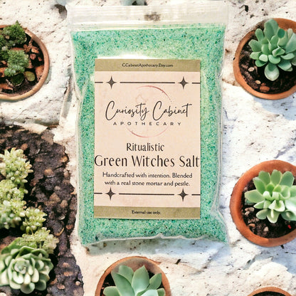 Green Witches Salt | Attract Wealth, Prosperity, and Abundance | 4 oz Bag