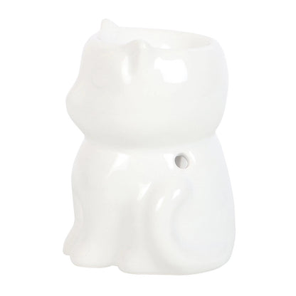 Shiny White Cat Oil Burner