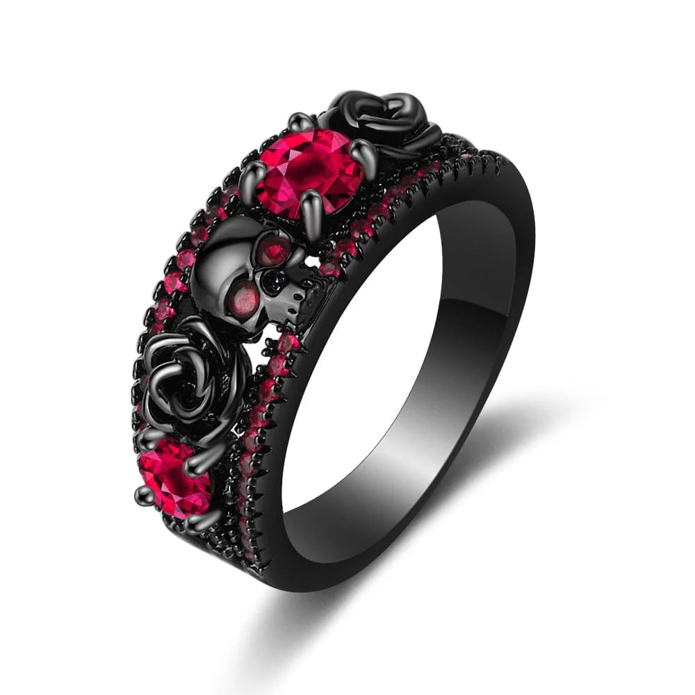 Poison Rose Skull Ring