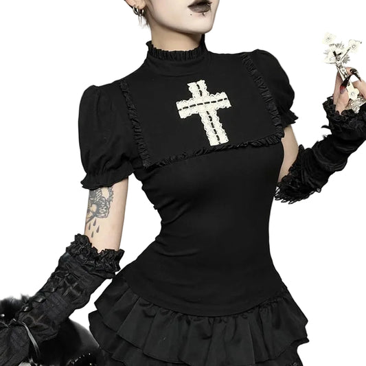 Cathedral Cross Puff Sleeve Top