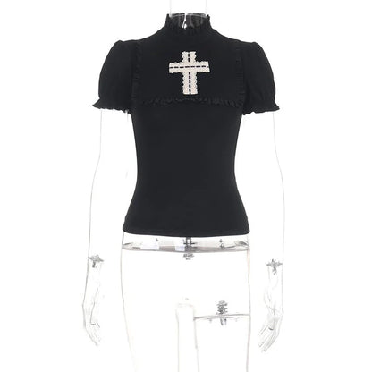 Cathedral Cross Puff Sleeve Top