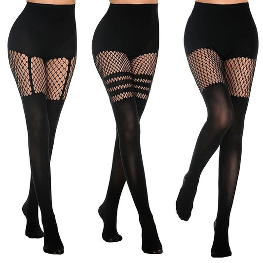 Widow's Bloom Cotton Lace Tights - style 6089