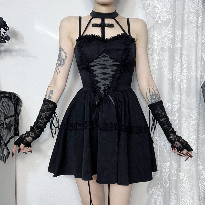 Nocturne Lace-Up Halter Dress