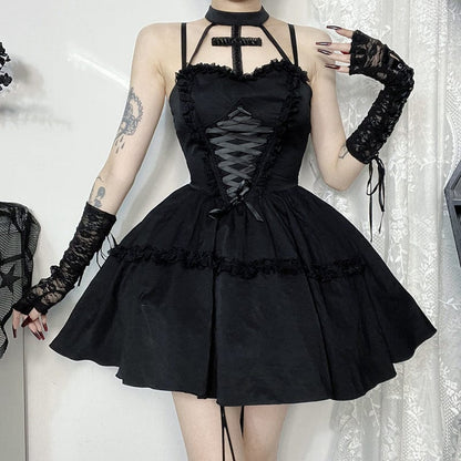 Nocturne Lace-Up Halter Dress