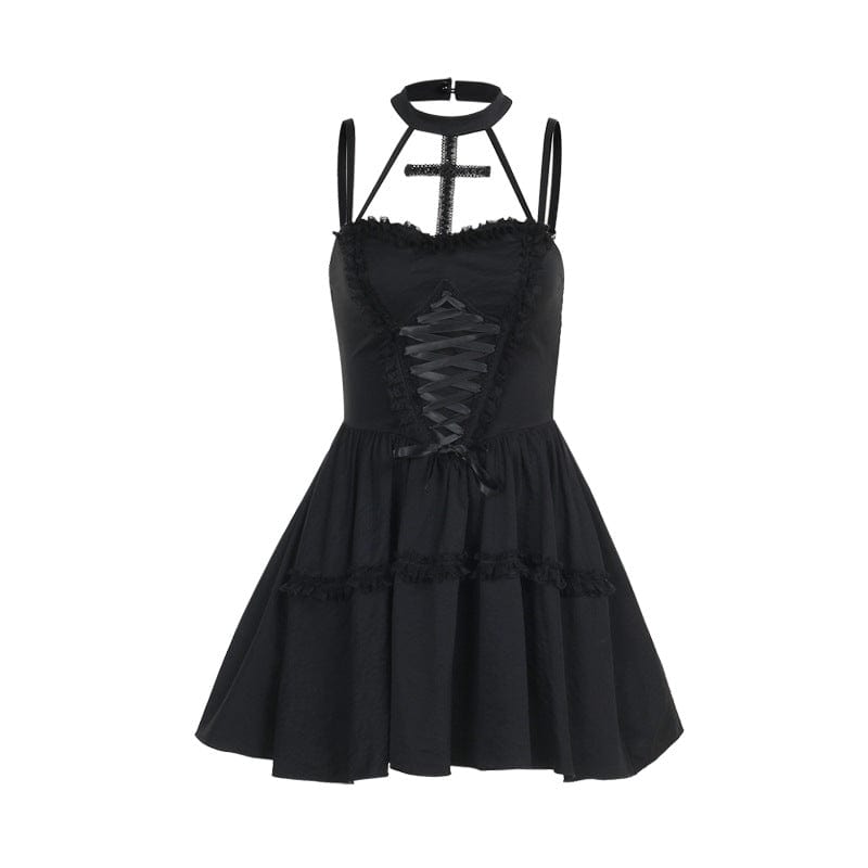 Nocturne Lace-Up Halter Dress