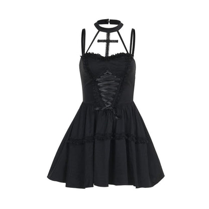 Nocturne Lace-Up Halter Dress