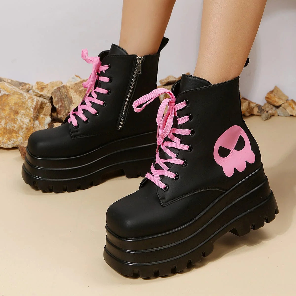 Pink Reaper Platform Boots
