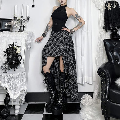 Riot Drape Plaid Skirt