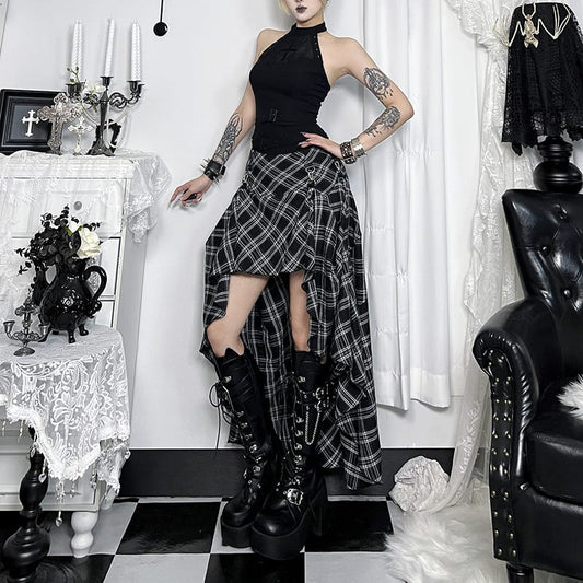 Riot Drape Plaid Skirt
