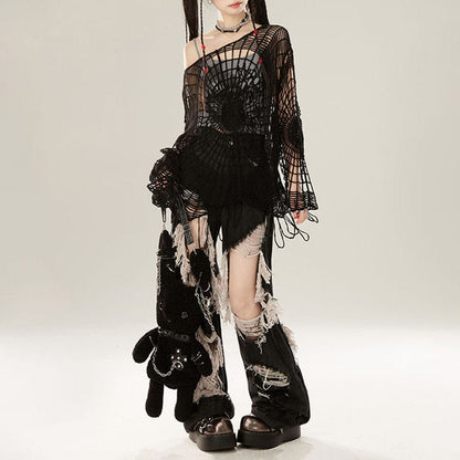 Web Widow Hooded Knit Sweater detail view 2